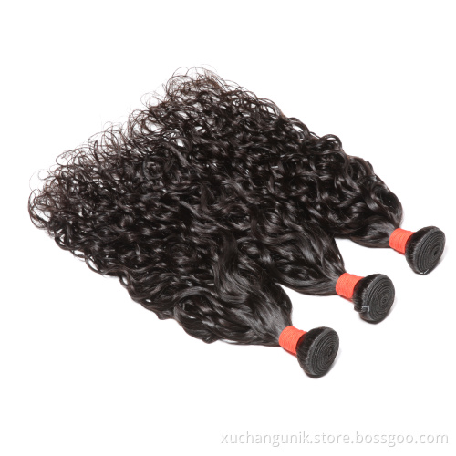 Uniky 10A water wave hair flat weft natural black virgin filipino hair 3 bundles with closures free sample hair bundles